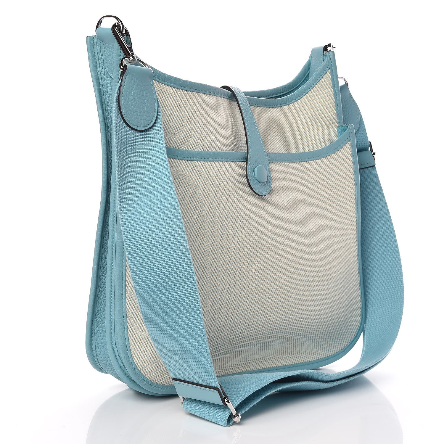 Hermes Toile Taurillon Clemence Evelyne III PM Bleu Atoll 3 of 11