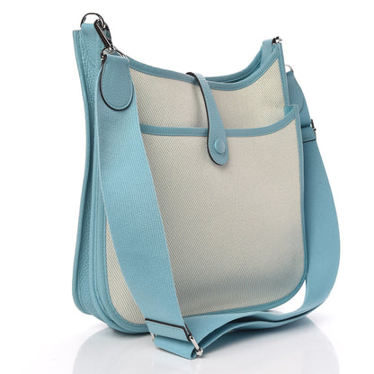Hermes Toile Taurillon Clemence Evelyne III PM Bleu Atoll 3 of 11