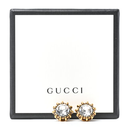 Gucci Crystal Stud Earrings Aged Gold 5 of 5