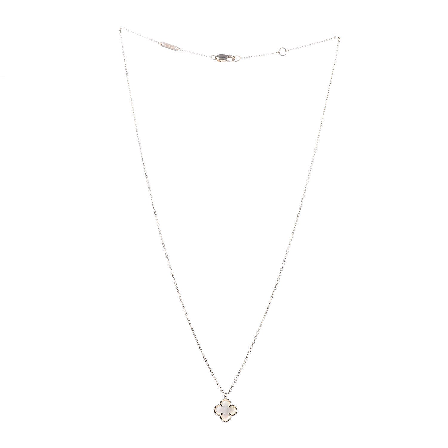 Van Cleef & Arpels 18K Yellow Gold Mother of Pearl Sweet Alhambra Pendant Necklace 3 of 6