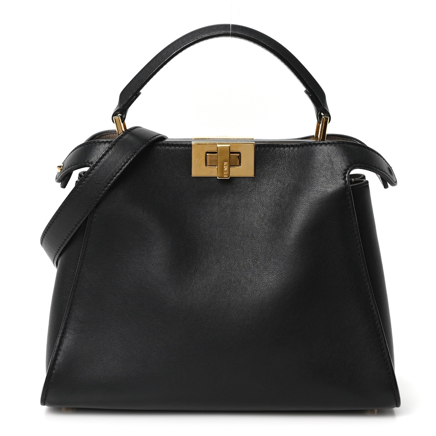 Fendi Vitello Tahiti Burro Medium Peekaboo Iconic Essentially Satchel Black Corda 1 of 9
