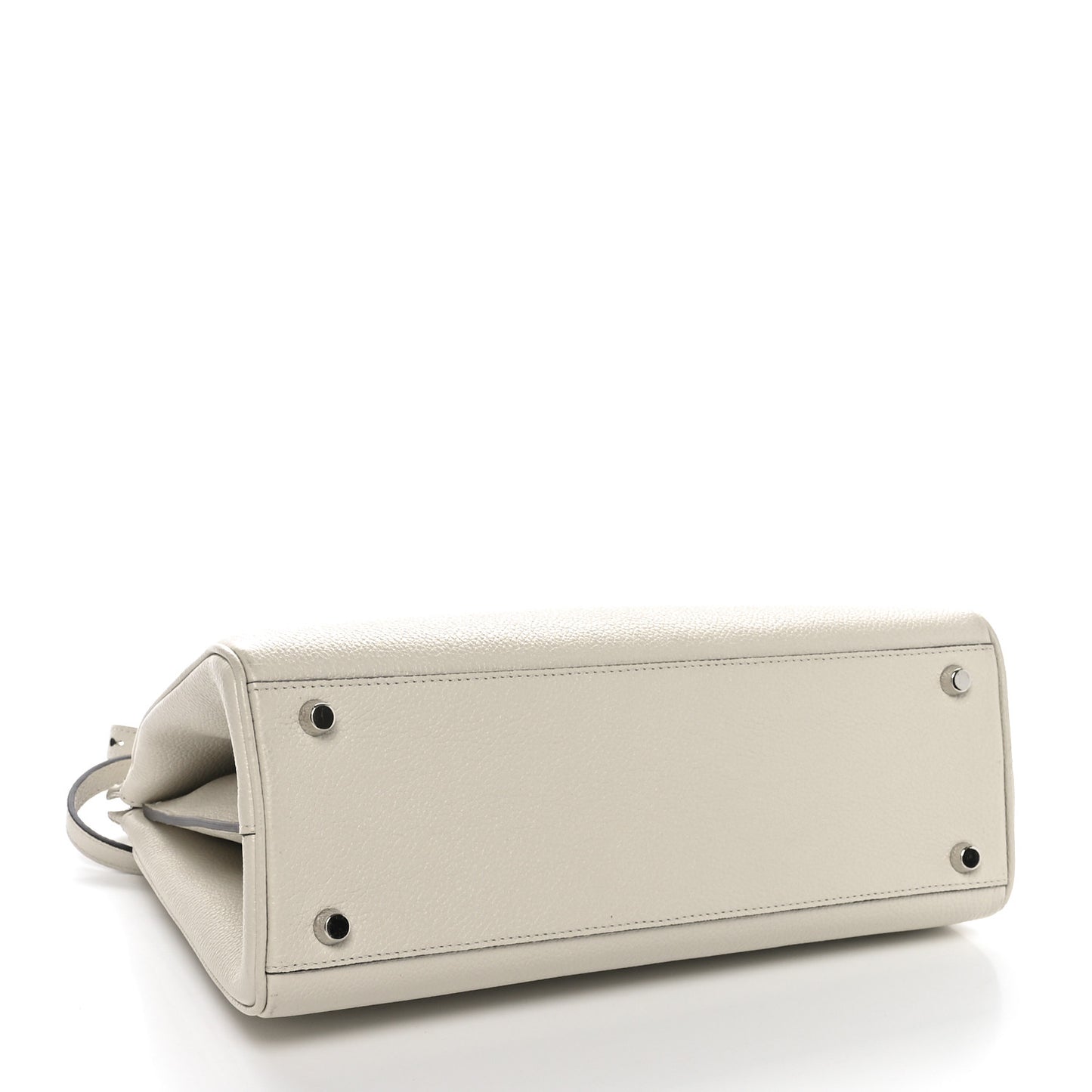 Grainy Calfskin Small Zumi Top Handle Bag Mystic White