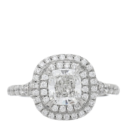 Tiffany Platinum Diamond .95ct Soleste Cushion Cut Double Halo Engagement Ring 46 3.75 1 of 4