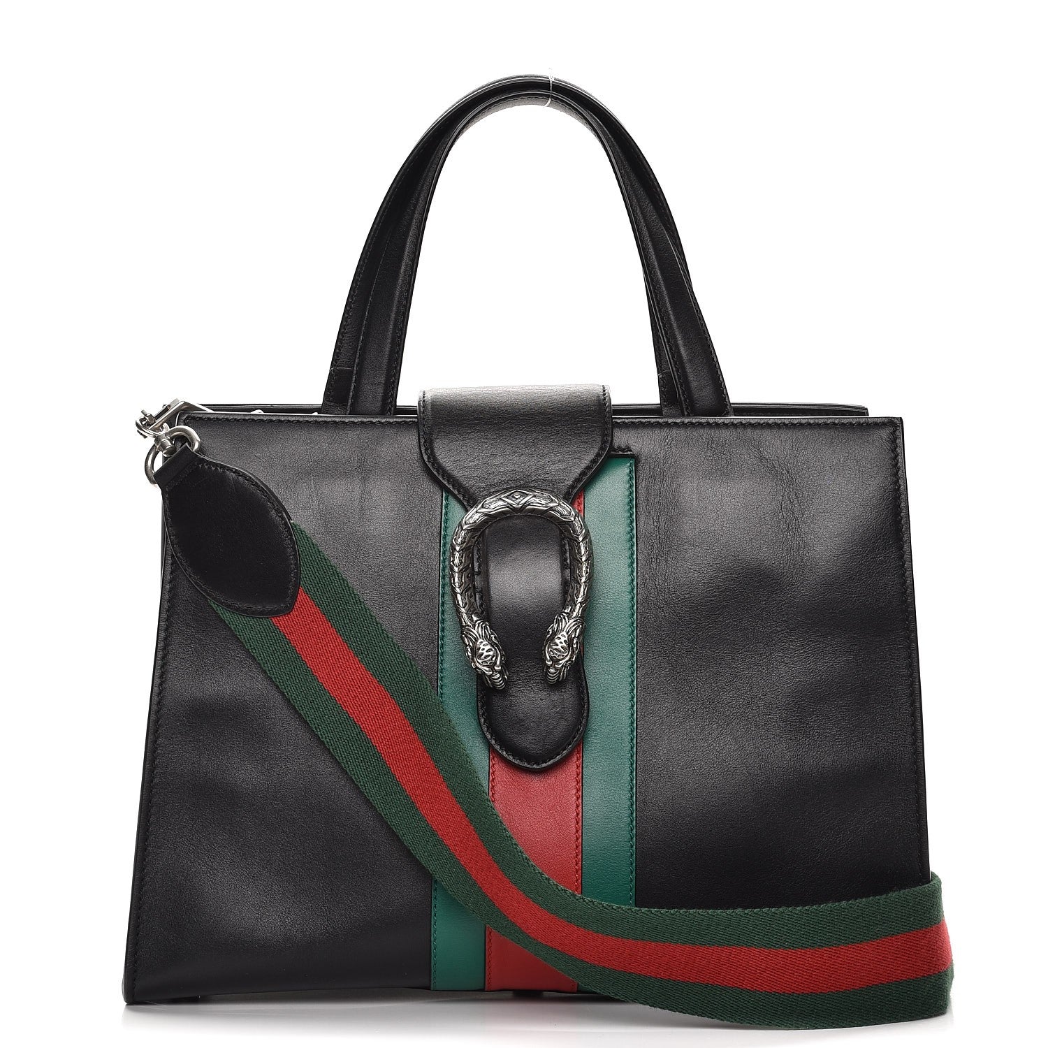 Gucci Calfskin Web Stripe Medium Dionysus Tote Bag Black 1 of 8