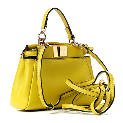 Fendi Shiny Nappa Micro Peekaboo Iconic Satchel Lime 2 of 4