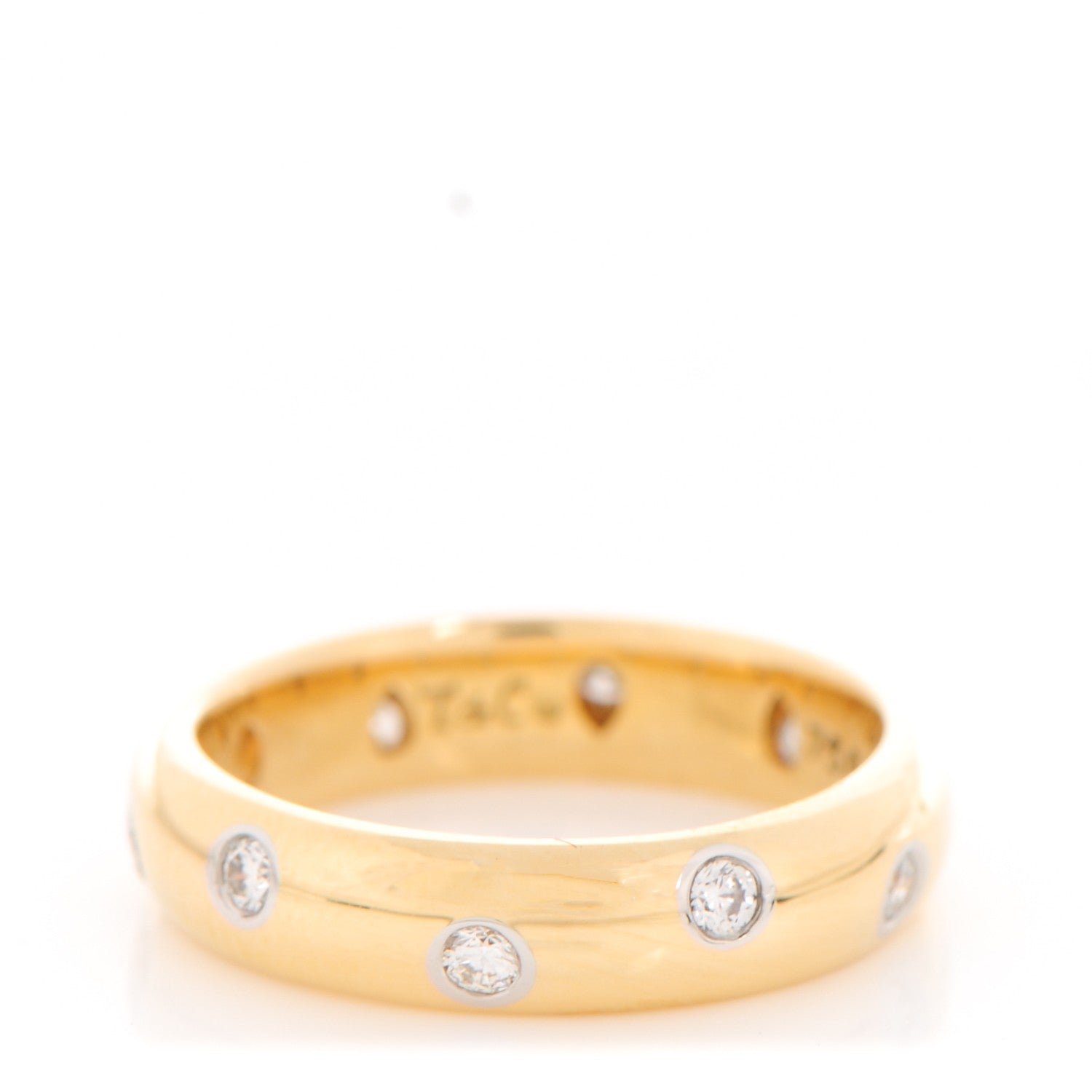 Tiffany 18K Yellow Gold Platinum Diamond 4mm Etoile Band Ring 48 4.5 1 of 4