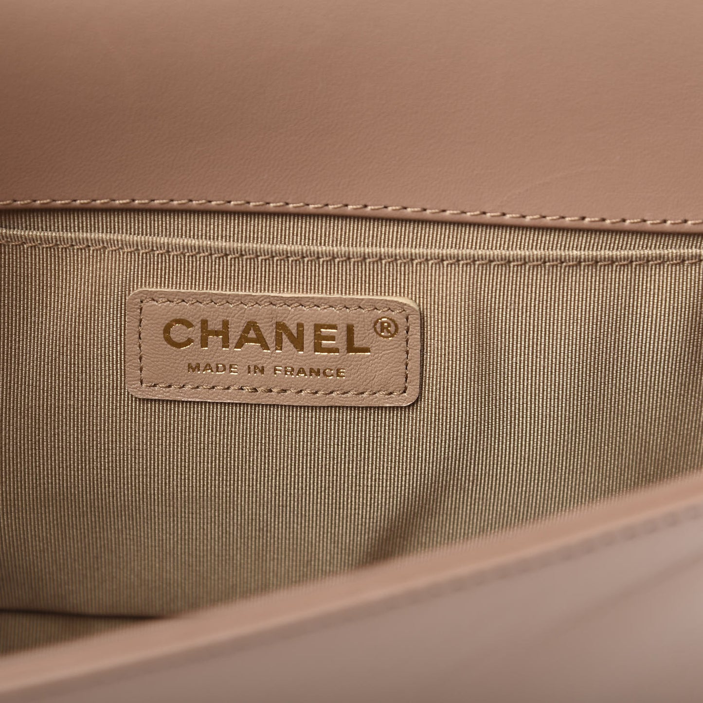 Lambskin Quilted Medium Boy Flap Beige