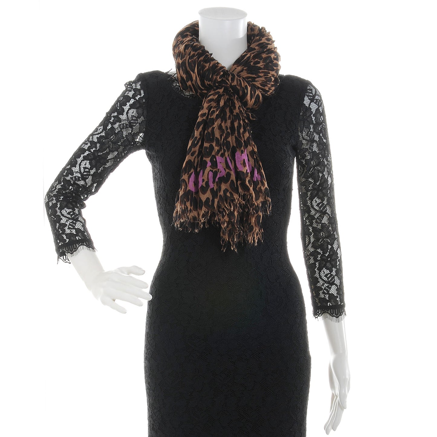 Cashmere Silk Leopard Stole Brown