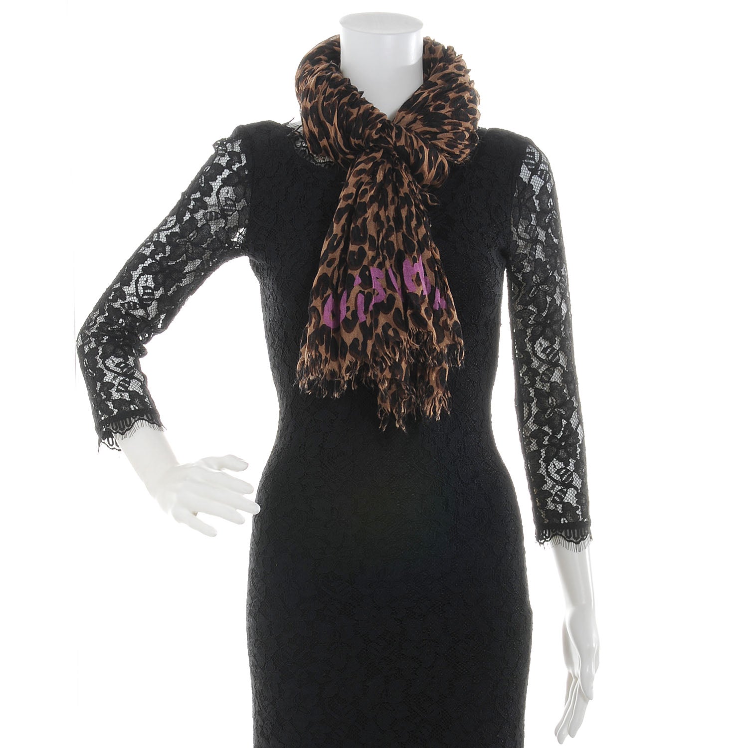Louis Vuitton Cashmere Silk Leopard Stole Brown 2 of 7