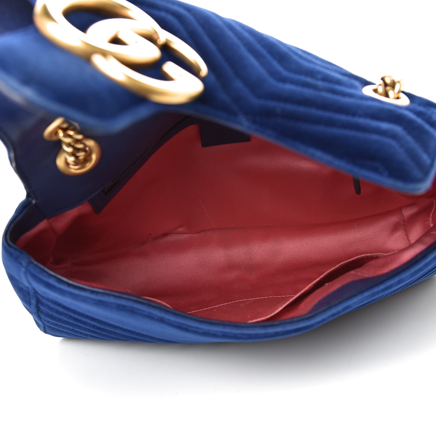 Gucci Velvet Matelasse Medium GG Marmont Shoulder Bag Cobalt Blue 5 of 17
