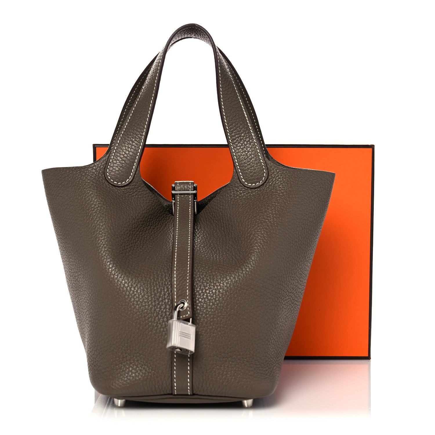 Hermes Taurillon Clemence Picotin Lock 18 PM Etoupe 10 of 10