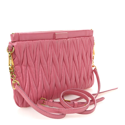 Miu Miu Nappa Matelasse Crossbody Clutch Pink 3 of 14