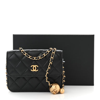 Chanel Lambskin Quilted Pearl Crush Clutch With Chain Black 12 of 12