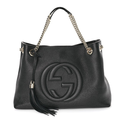 Gucci Pebbled Calfskin Medium Soho Chain Shoulder Bag Black 1 of 11