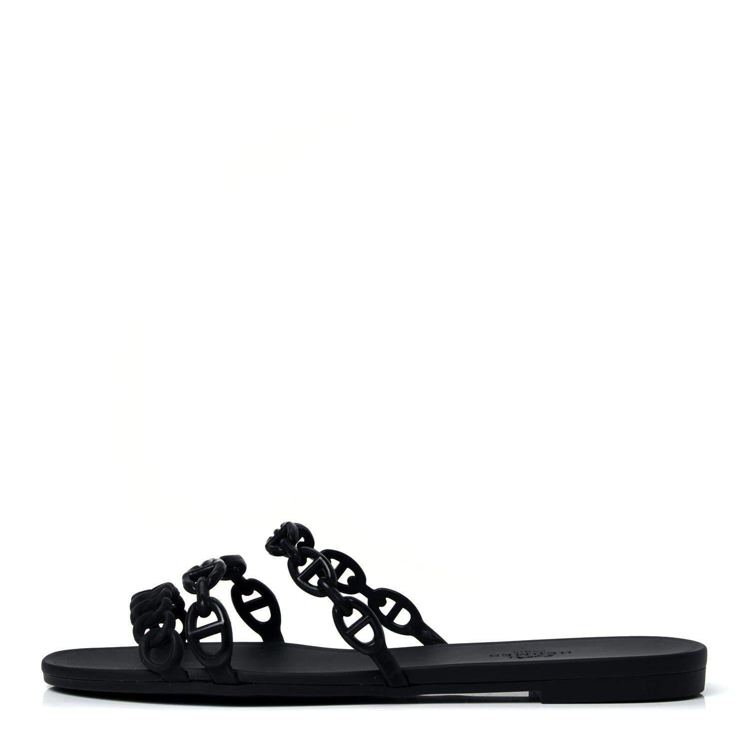 Hermes Rubber Chaine d'Ancre Nude Sandals 37 Black 1 of 6