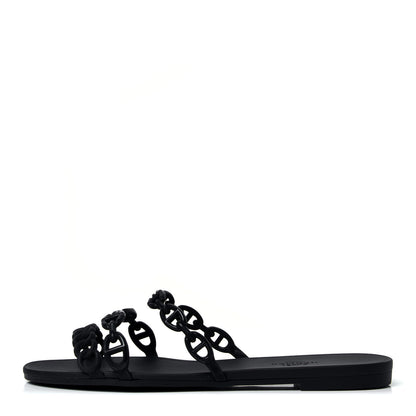 Hermes Rubber Chaine d'Ancre Nude Sandals 37 Black 1 of 6