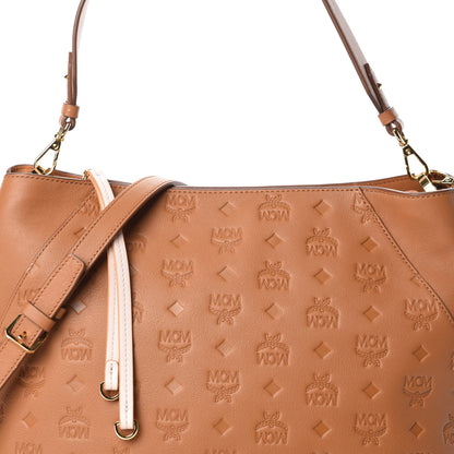 MCM Calfskin Ottomar Monogram Medium Klara Hobo Cognac 7 of 9