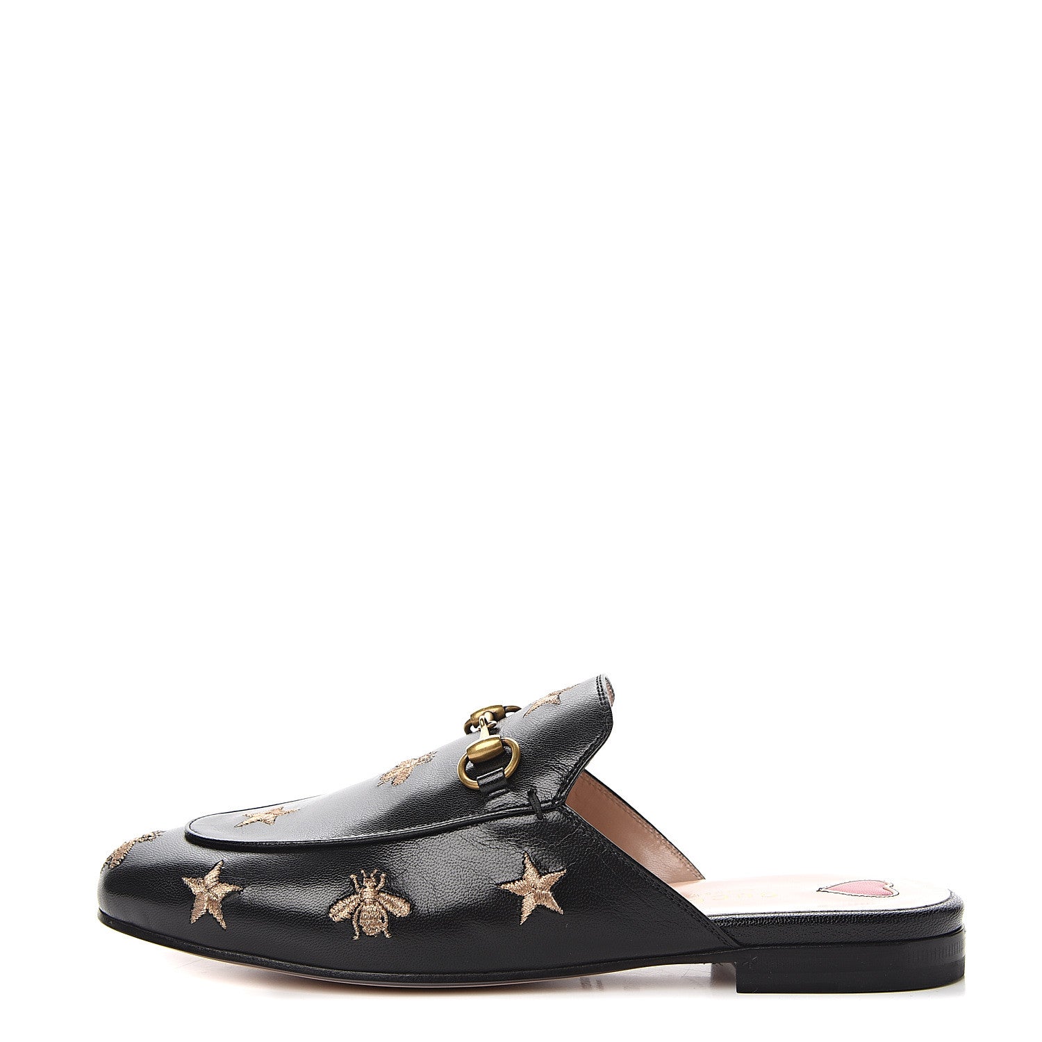Gucci Goatskin Bee Star Embroidered Womens Princetown Slippers 37 Black 1 of 8