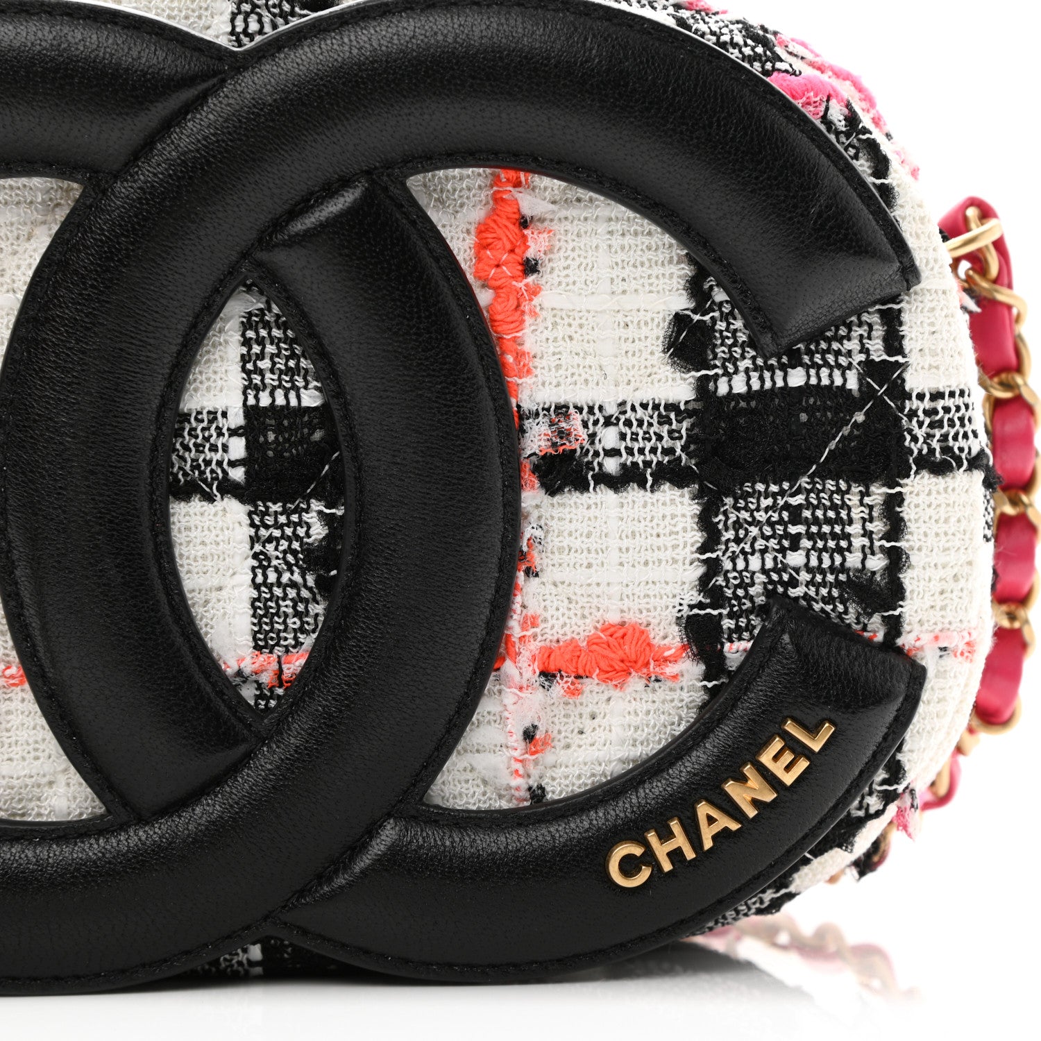 Chanel Tweed Lambskin Quilted Coco Midnight Camera Case White Black Multicolor 8 of 12