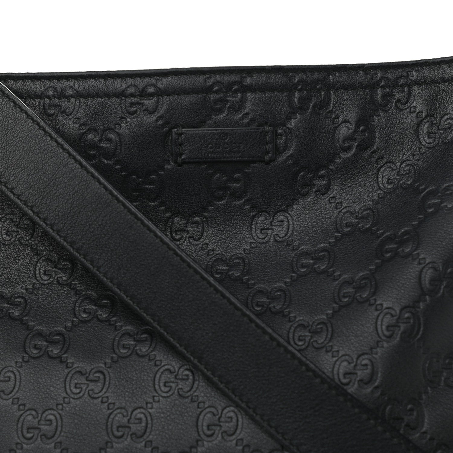 Gucci Guccissima Medium Flat Messenger Bag Black 8 of 10