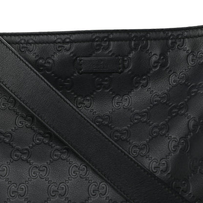 Gucci Guccissima Medium Flat Messenger Bag Black 8 of 10