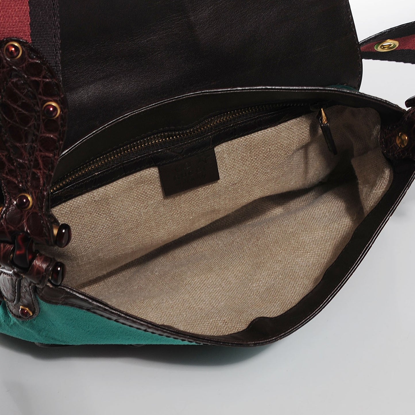 Velvet Alligator Studded Pelham Flap Bag