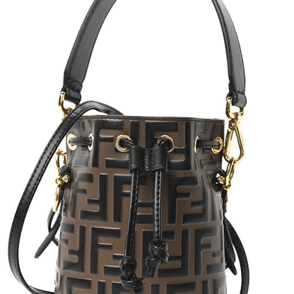 Fendi Vitello Liberty F is Fendi Bi-Color FF 1974 Embossed Mini Mon Tresor Bucket Bag Maya Black 8 of 9