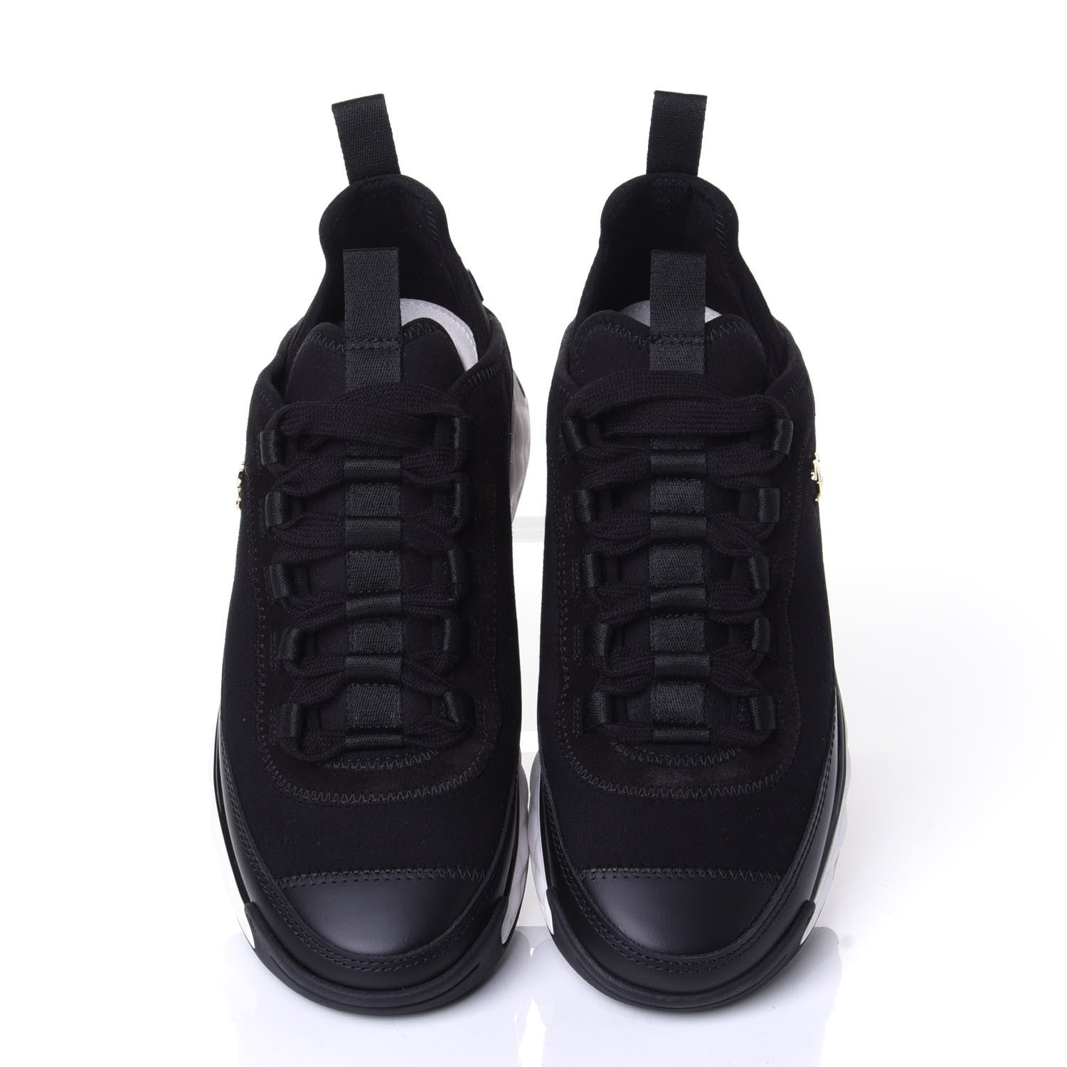 Chanel Velvet Calfskin Mixed Fibers CC Sneakers 35.5 Black 5 of 11