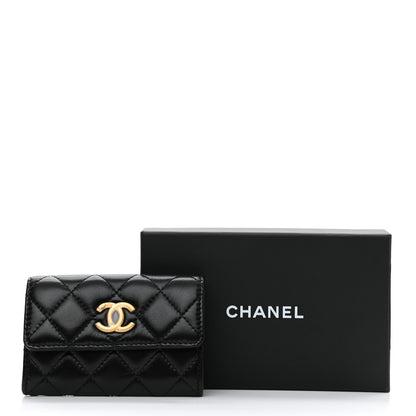Chanel Lambskin Quilted Flap Card Holder Wallet Black 9 of 9