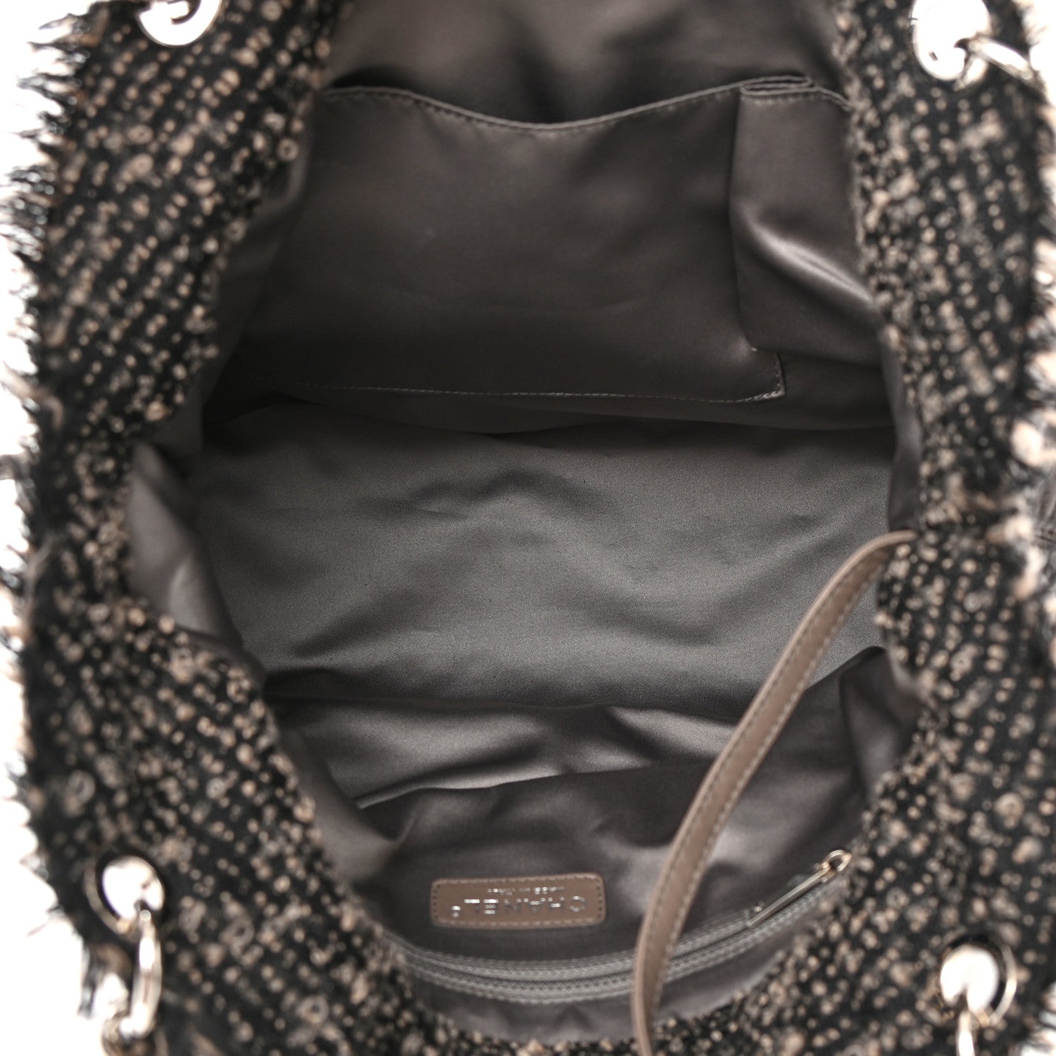 Chanel Tweed Lambskin Drawstring Tweedy Tote Brown 5 of 12