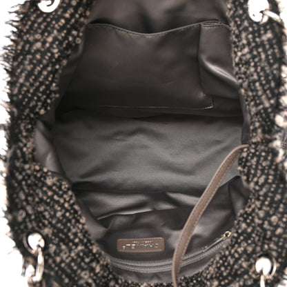 Chanel Tweed Lambskin Drawstring Tweedy Tote Brown 5 of 12