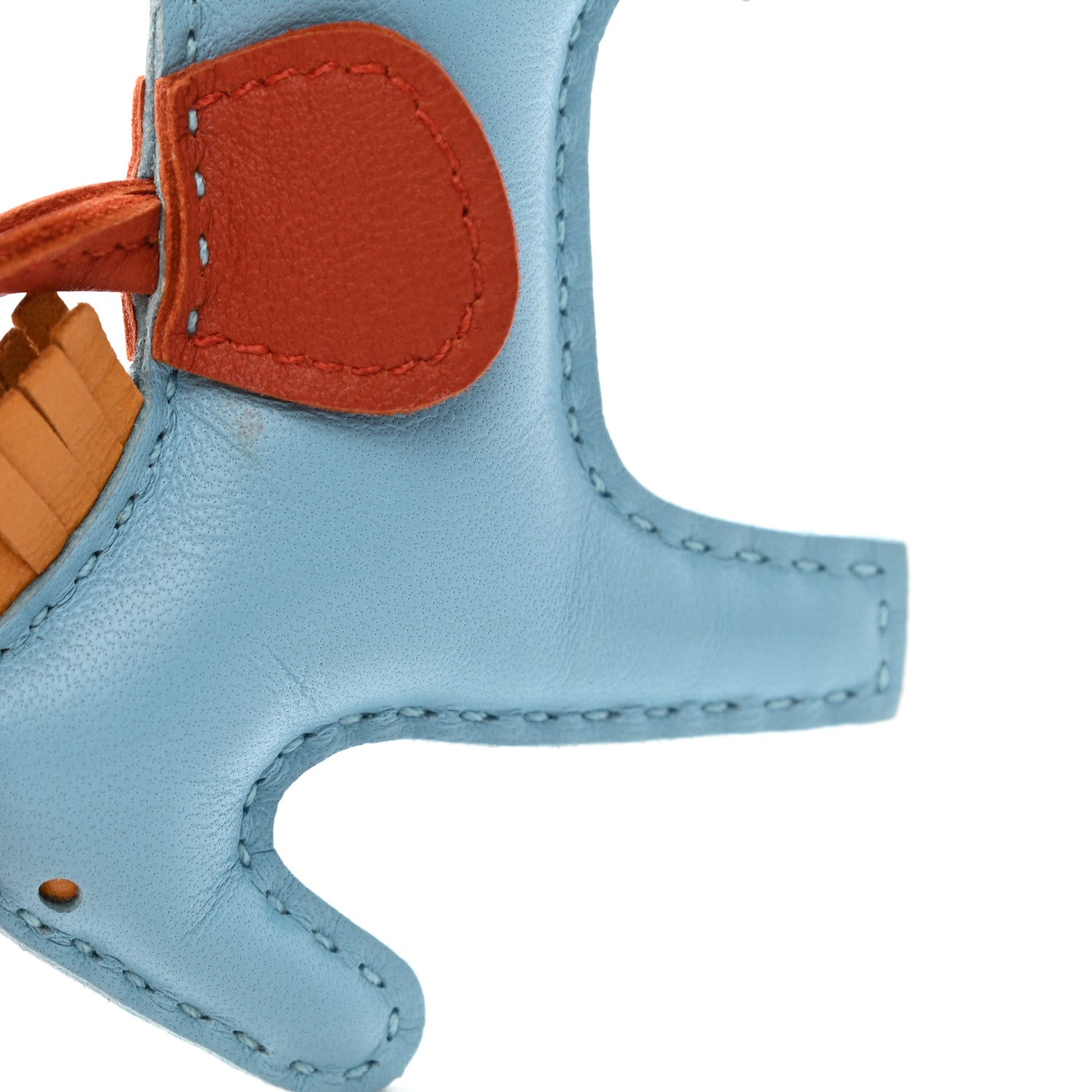 Hermes Milo Lambskin Grigri Rodeo Horse Bag Charm PM Celeste Naturel Bouton D'Or Cornaline 5 of 6