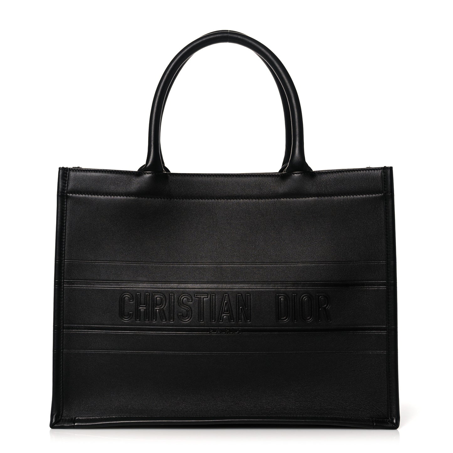 Calfskin Embossed Medium Book Tote Black