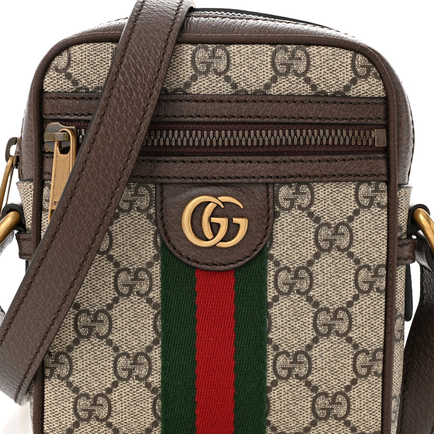 GG Supreme Monogram Web Mini Ophidia Messenger Brown