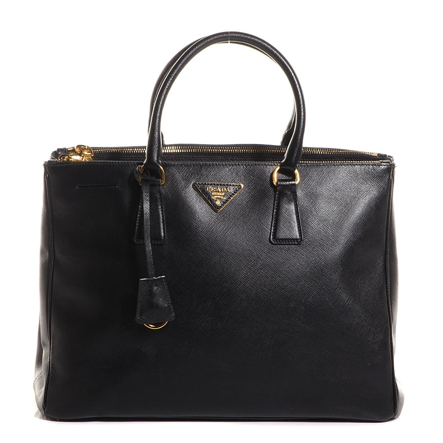 Saffiano Lux Large Double Zip Tote Nero Black
