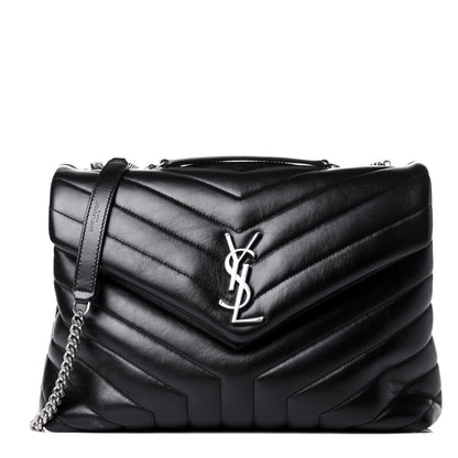 Saint Laurent Calfskin Y Quilted Monogram Medium Loulou Chain Satchel Black 1 of 11