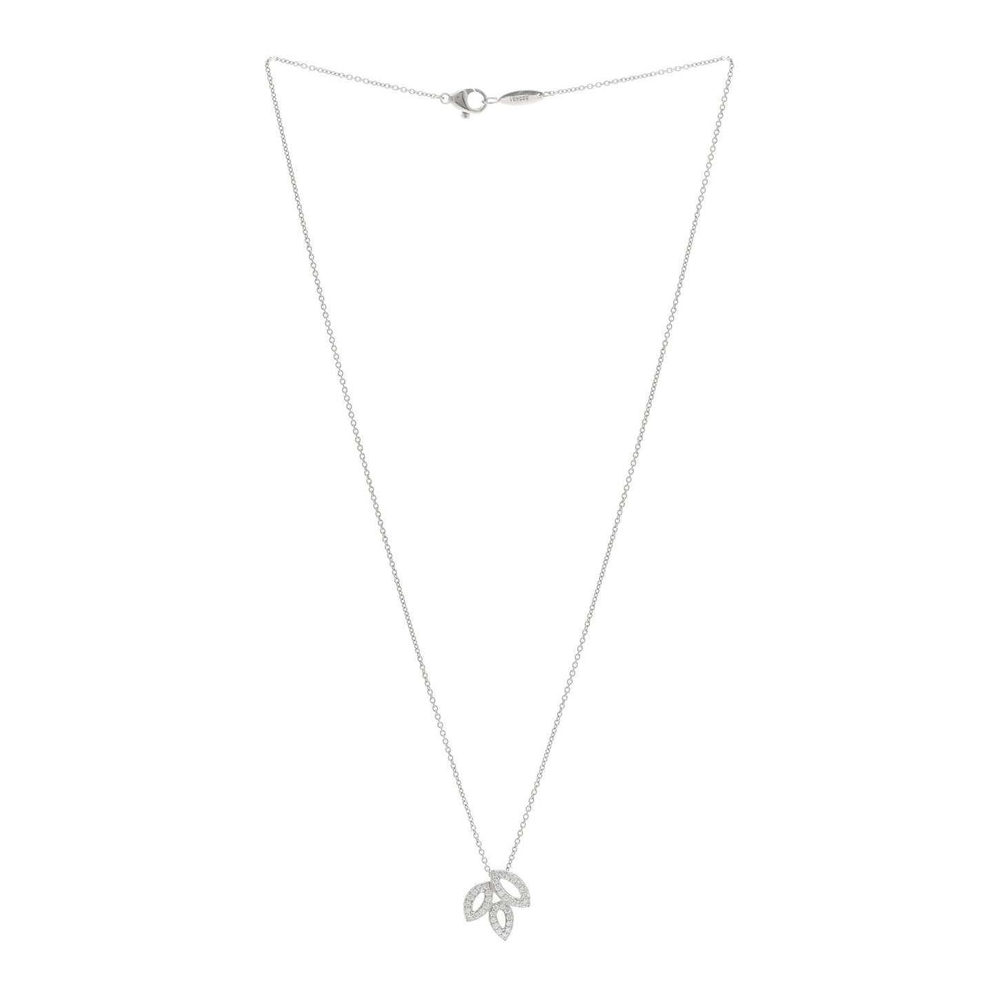 Platinum Diamond Small Lily Cluster Pendant Necklace