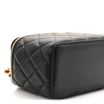 Chanel Lambskin Quilted Small Top Handle Vanity Case With Chain Black 9 of 11