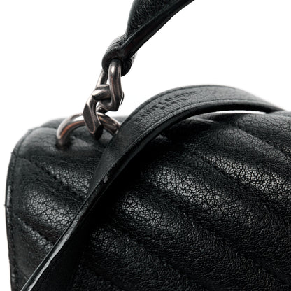 Saint Laurent Sheepskin Matelasse Chevron Monogram Medium College Bag Black 13 of 13