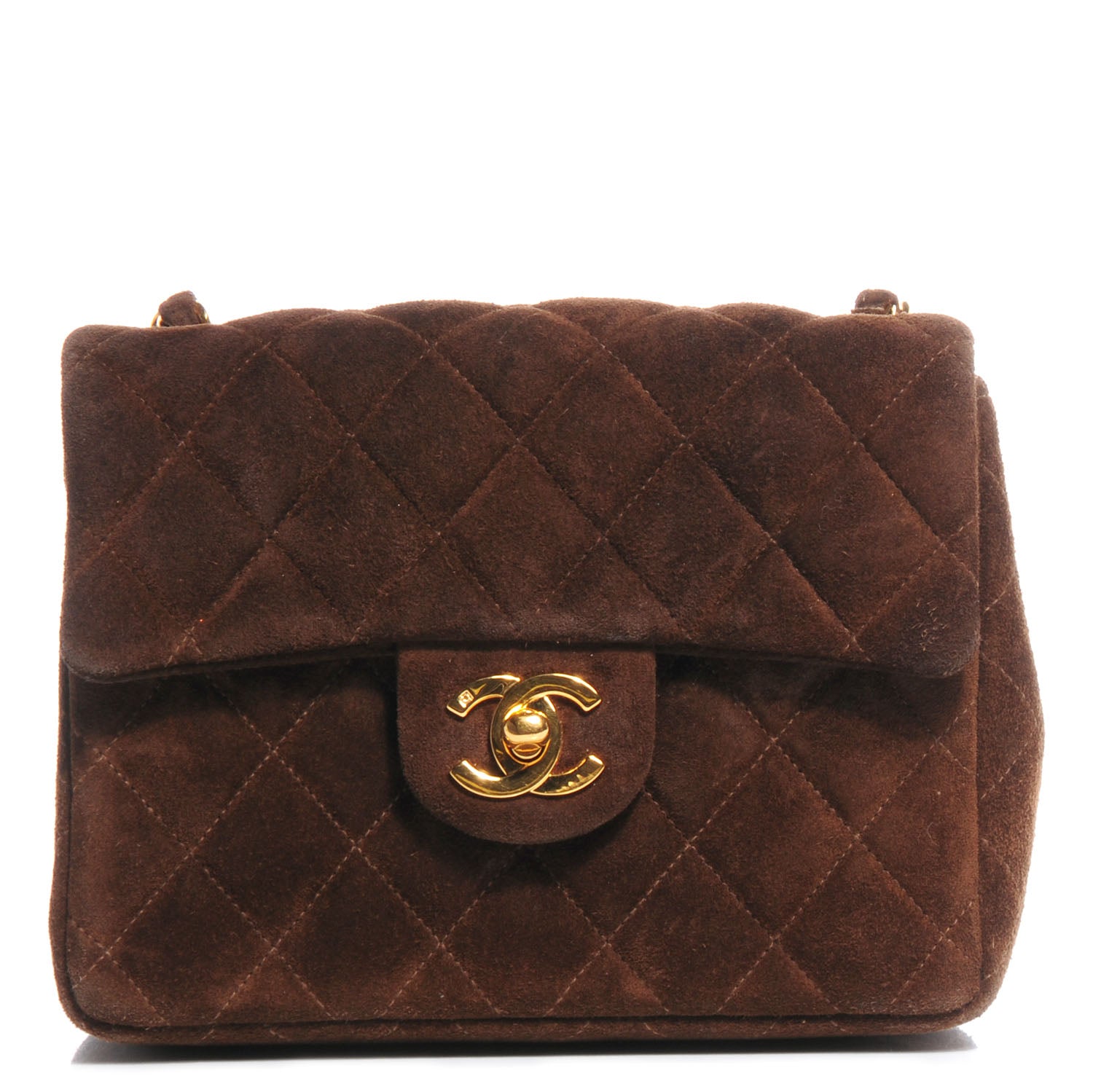 Chanel Suede Quilted Mini Square Flap Brown 1 of 8
