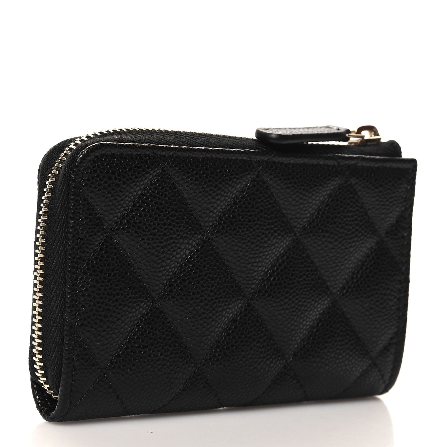 Caviar Quilted Zipped Key Holder Case Black