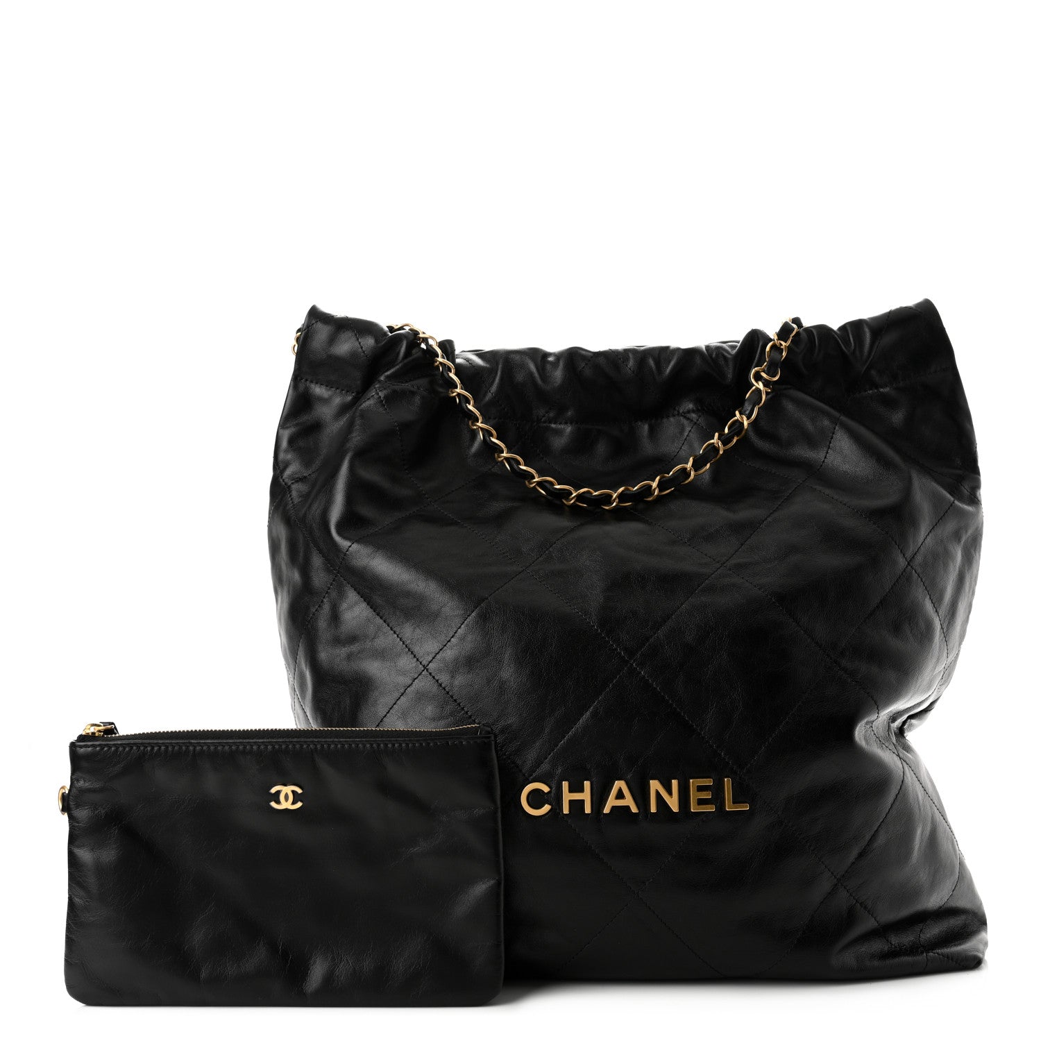 Chanel Shiny Calfskin Quilted Large Chanel 22 Black 1 of 11
