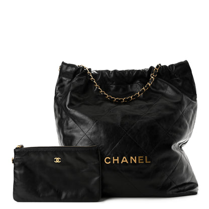 Chanel Shiny Calfskin Quilted Large Chanel 22 Black 1 of 11