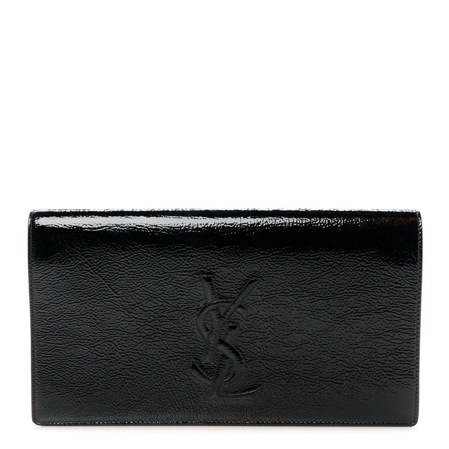 Textured Patent Monogram Large Belle De Jour Clutch Black