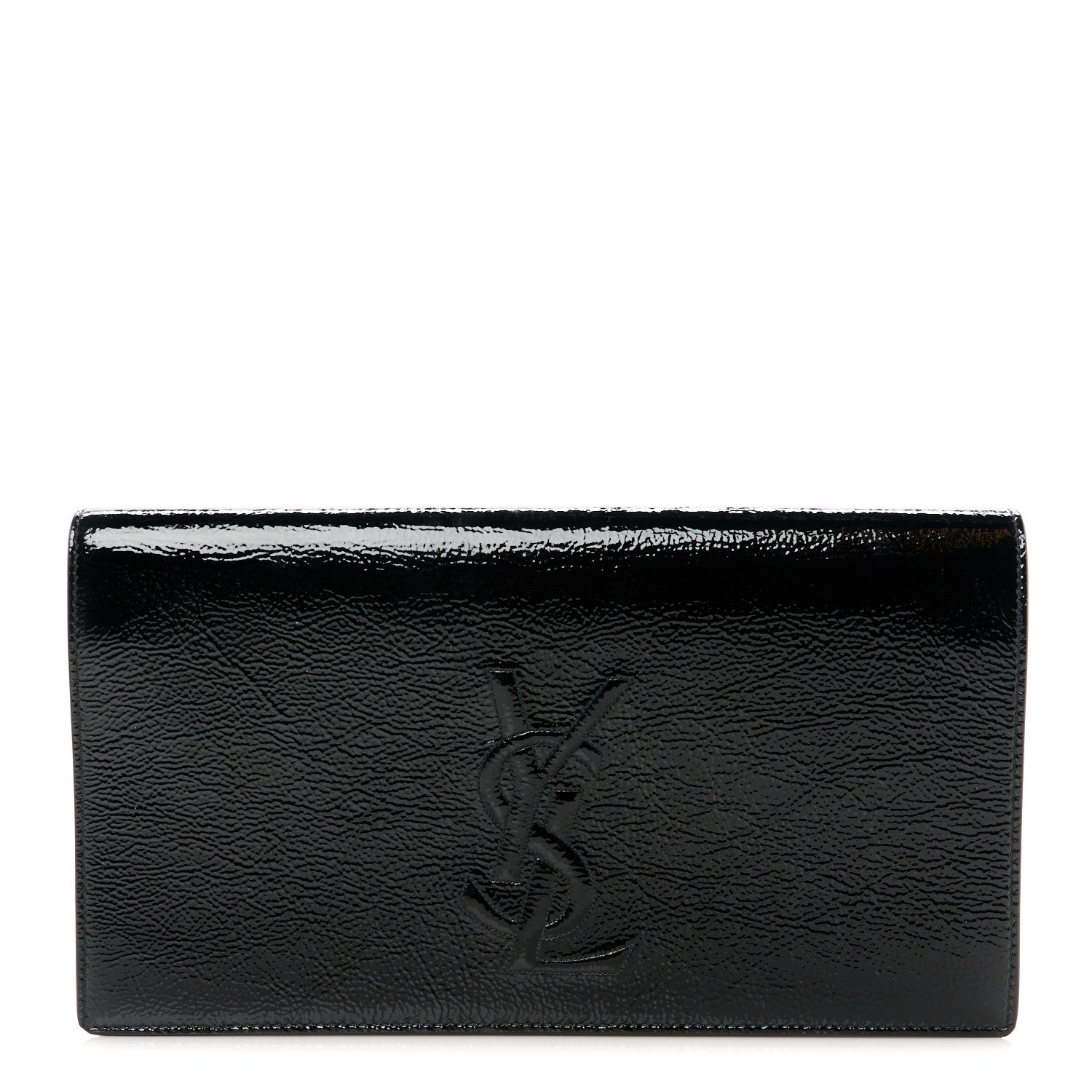 Saint Laurent Textured Patent Monogram Large Belle De Jour Clutch Black 1 of 8