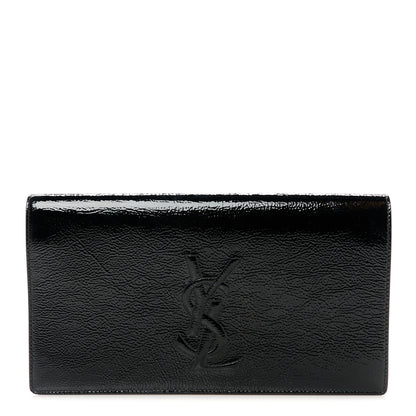 Saint Laurent Textured Patent Monogram Large Belle De Jour Clutch Black 1 of 8