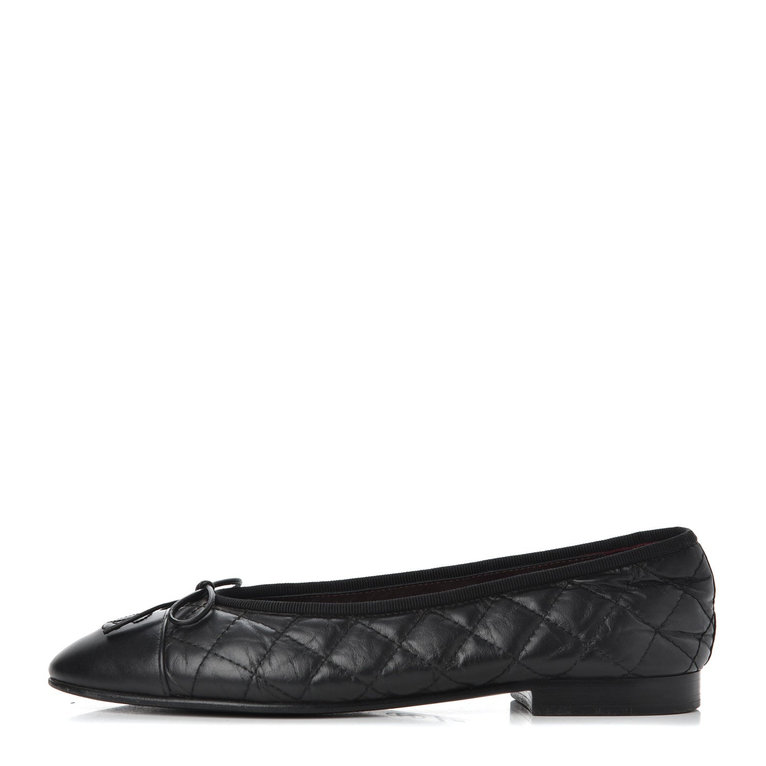 Chanel Aged Calfskin Quilted CC Cap Toe Ballerina Flats 38 Black 1 of 25