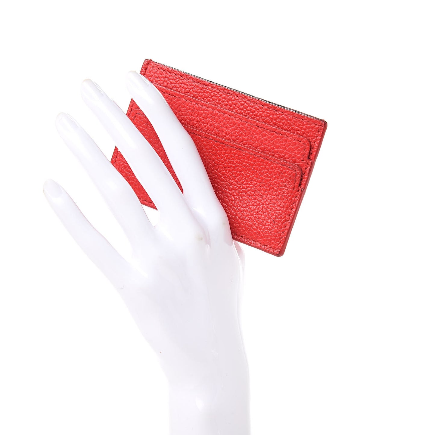 Calfskin Skull Card Holder Scarlet Red