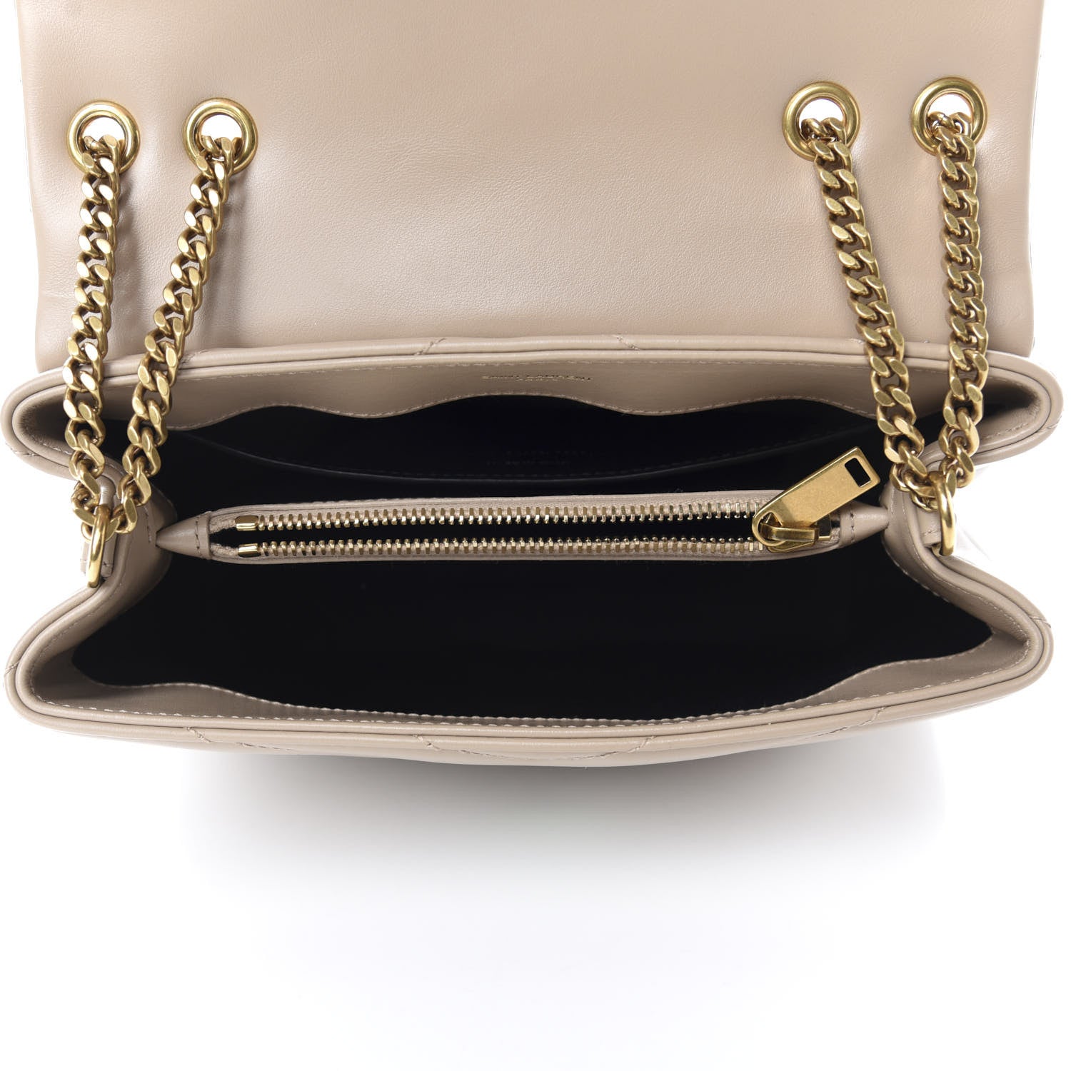 Saint Laurent Calfskin Y Quilted Monogram Small Loulou Chain Satchel Dark Beige 5 of 11