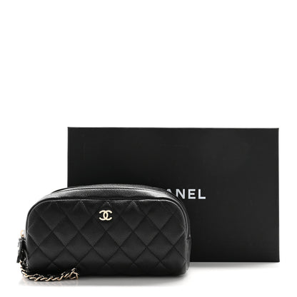Chanel Caviar Quilted Double Zip Pouch Cosmetic Case Black 10 of 10